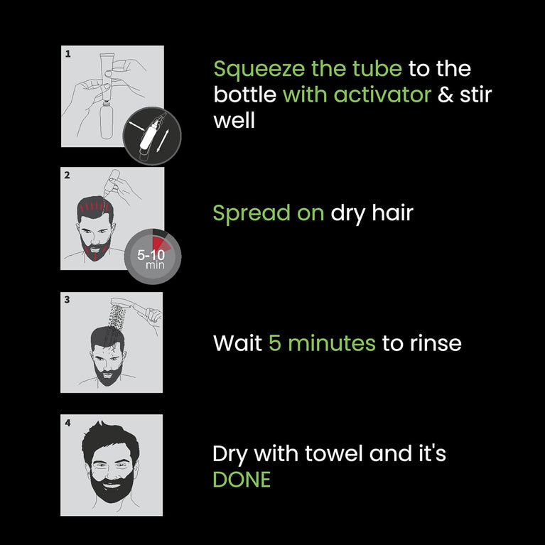 Cameleo Men - Grey Hair Solution Hair Colour for Men & Beard | 5-Min Natural Effect | Ammonia-Free | 30ml