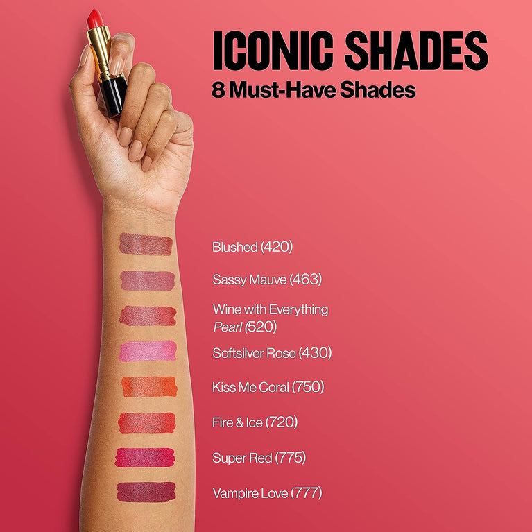 Revlon Iconic High-Impact Lipstick, Love is On (745), Enriched with Vitamin E and Avocado Oil in Vibrant Red/Coral Shade