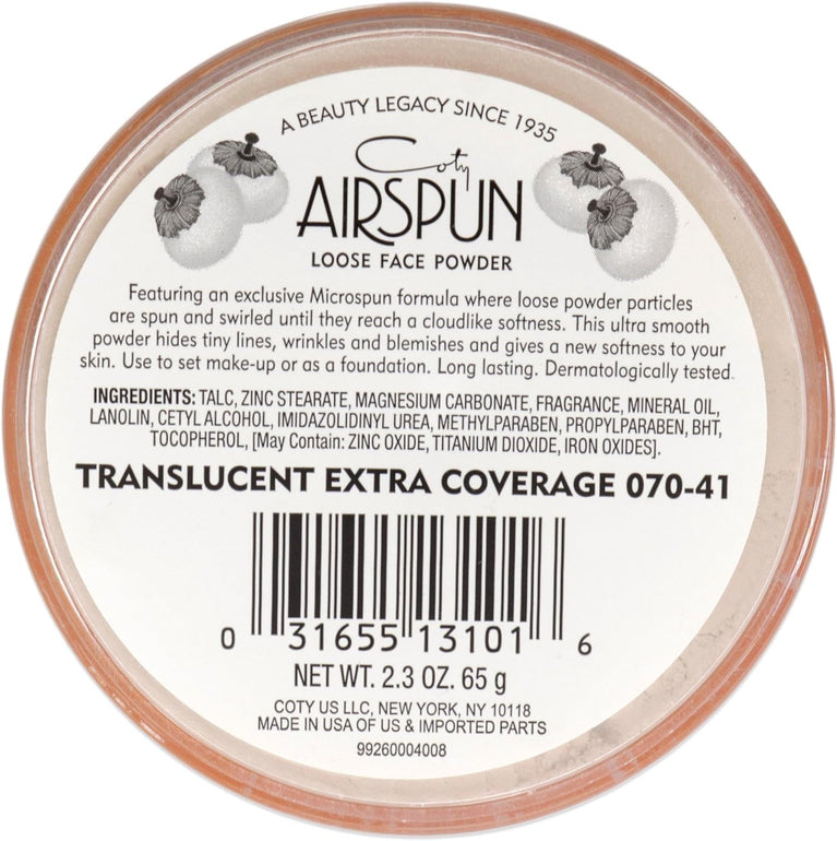 COTY Airspun Airbrushed Finish Loose Face Powder - Extra Coverage Translucency