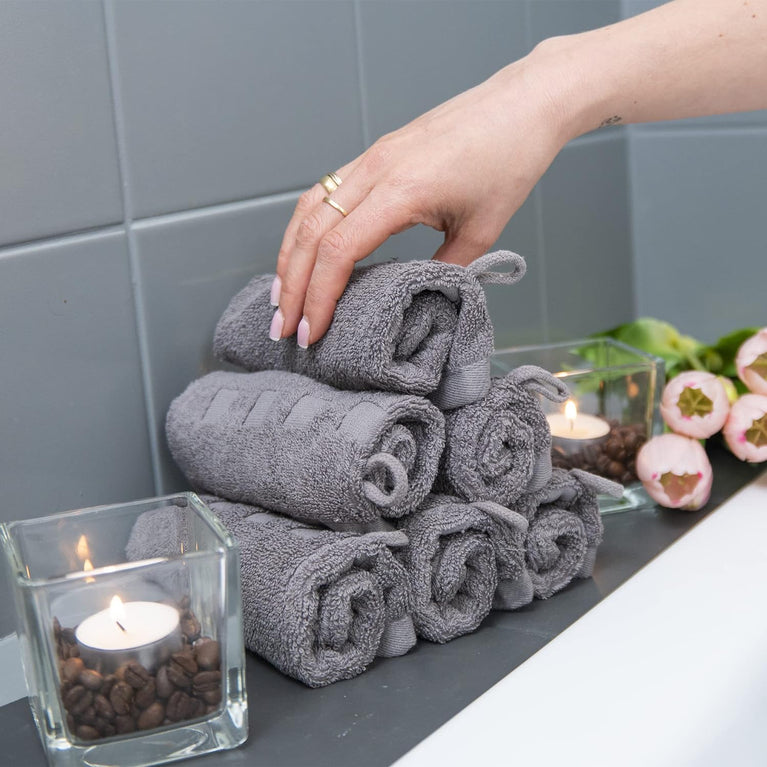 MEK Bath Mitts - Pack of 6 - Charcoal European Style Washcloth