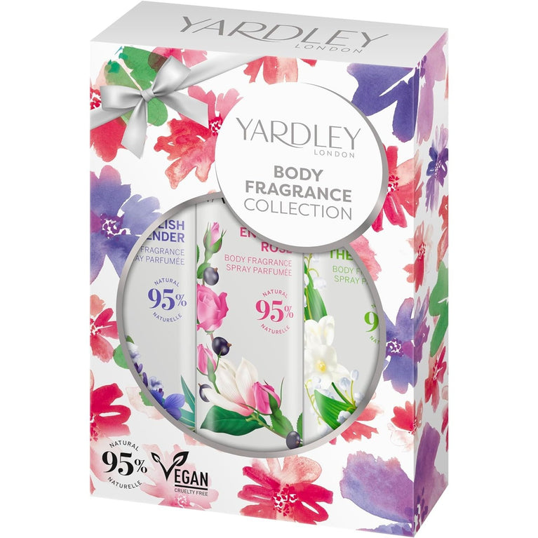 Yardley Traditional Body Spray Set - 3x75ml - Ideal Christmas or Birthday Gift for Women