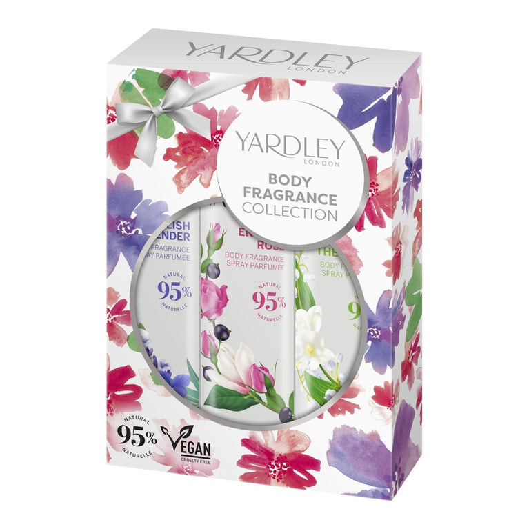 Yardley Traditional Body Spray Set - 3x75ml - Ideal Christmas or Birthday Gift for Women