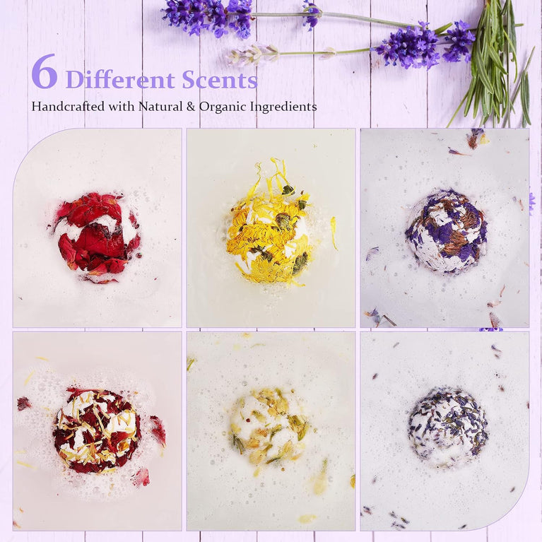 MAQUITA 6-Piece Aromatherapy Bath Bomb Set for Ultimate Relaxation and Luxury Spa Experience