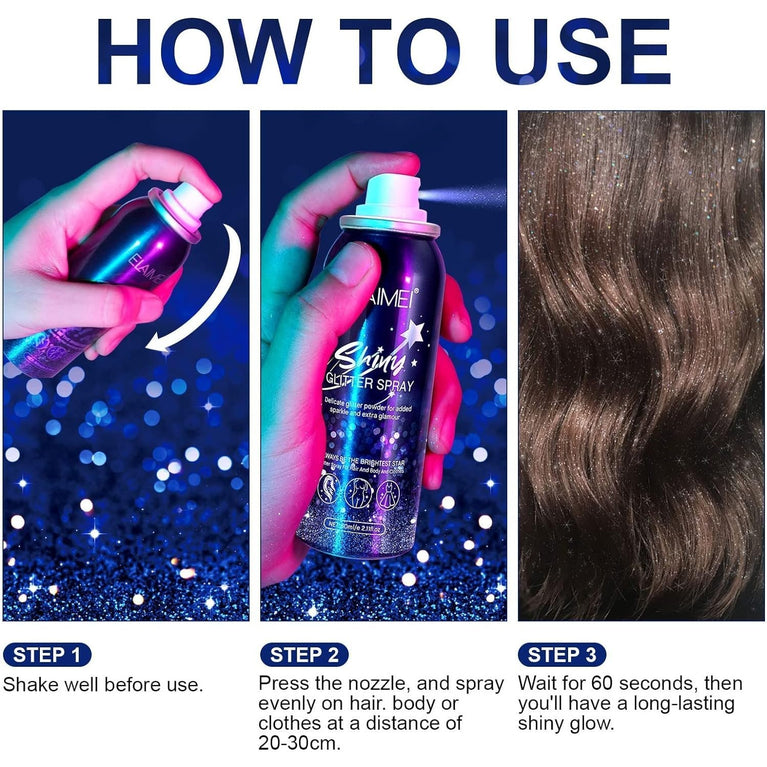 Pegciz Quick-Dry, Waterproof Body and Hair Shimmer Spray, Fragrant Glitter Hairspray for Festivals, Parties, and Gymnastic Competitions, Suitable for Body, Hair, and Clothing