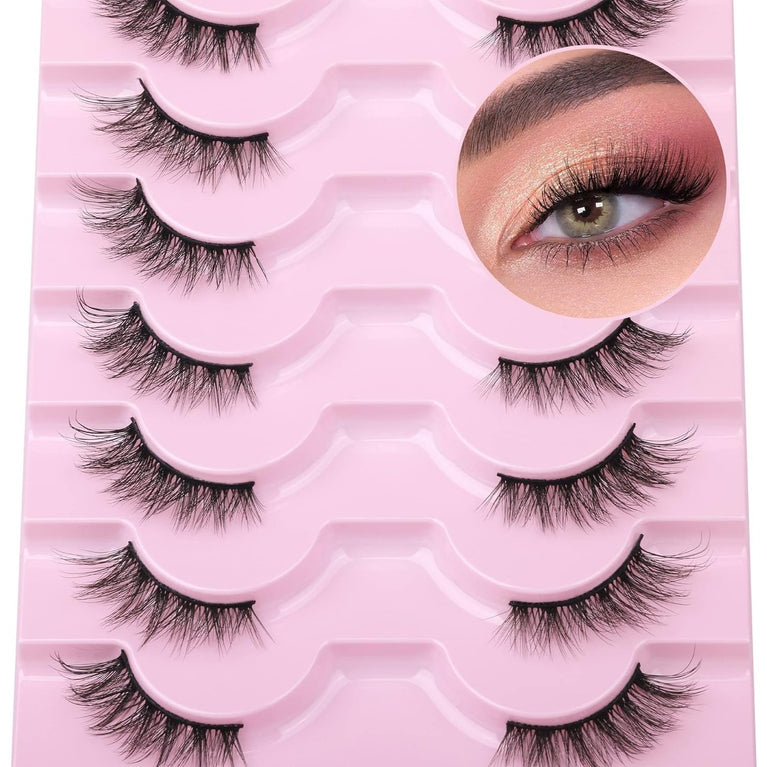 Mavphnee's 3D Cat Eye Accent False Lashes - Wispy, Fluffy & Natural Looking Half Lashes Multi-pack for Everyday Wear