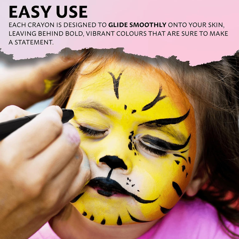 Bik Bok Creations 8-Color Face Paint Crayon Set - Fun and Safe for Kids & Adults, Great for Parties & Halloween!