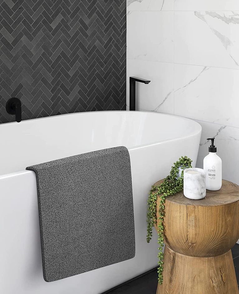 Loofah Shower Mat for Safe and Comfortable Shower Experience (Grey)