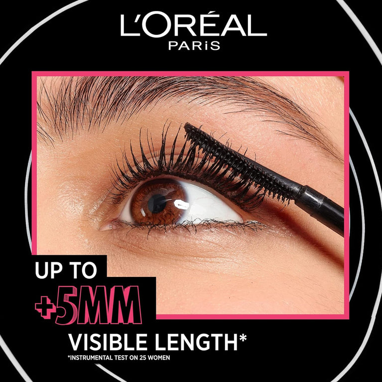 L'Oréal Paris Telescopic Lift Mascara, 36H Endurance, Enhances Lash Length by Up to +5mm*, Clump-Free, Smudge-Free, Flake-Free, Ideal for Sensitive Eyes, Black, 25g
