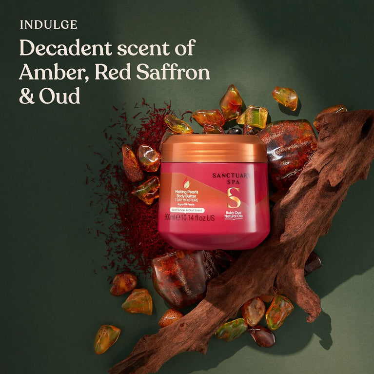 Sanctuary Spa Ruby Oud Melting Pearl Body Butter - Nourishing Vegan Moisturizer for Women