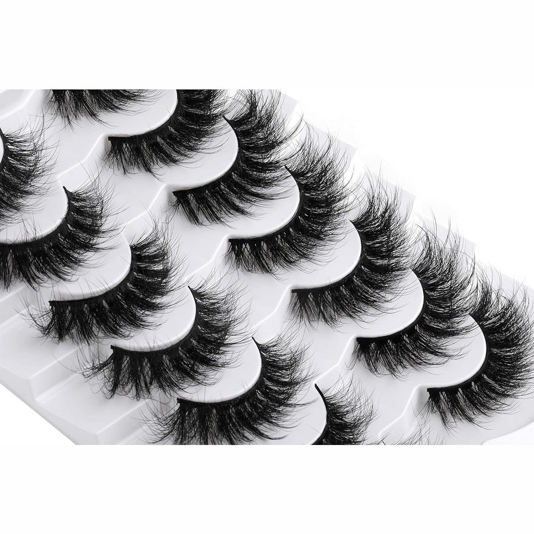 Alicrown Seductive Cat Eye Style False Eyelashes: Lightweight, 8D Fluffy, 100% Handmade, Reusable Synthetic Fiber Lashes, Cruelty Free, Set of 7 Pairs, Easy to Apply