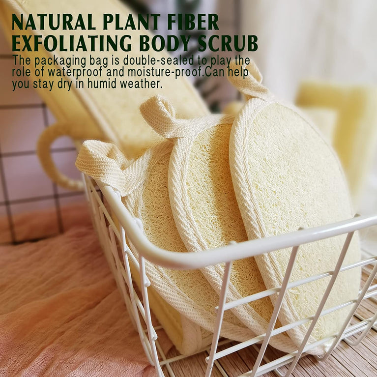 Eco-Friendly Natural Loofah Sponge Exfoliating Body Scrubber (3 Pack)