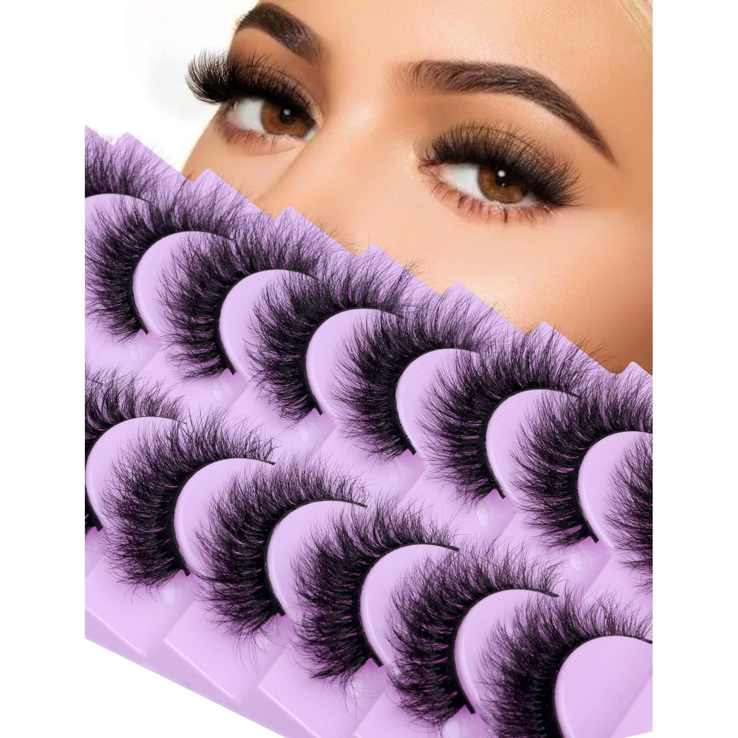 Wiwoseo 10 Pairs Handmade 3D Faux Mink Eyelashes, Lightweight Natural Wispy Fluffy False Lashes, 16MM Fox-Eye Style Fairy Lashes with Super Bend for Dramatic Look