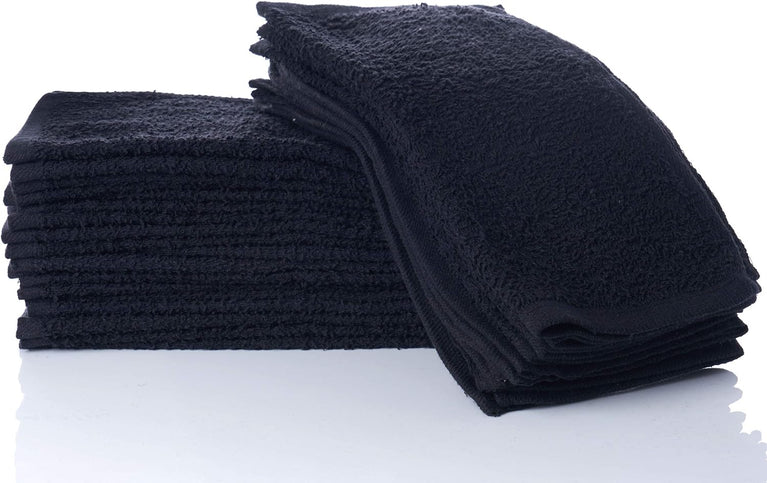 Simpli-Magic 79217 Black Cotton Washcloths, 12 x 12, 24 Pack