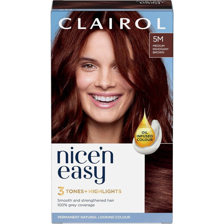 Clairol Nice'n Easy Crème, Medium Mahogany Brown Hair Dye with Oil Infusion and Salon Highlights
