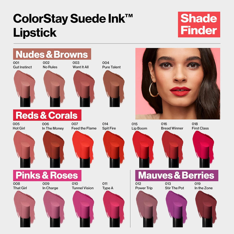 Revlon ColorStay Flame-Red Suede Ink Lipstick with 8HR No-Transfer Formula
