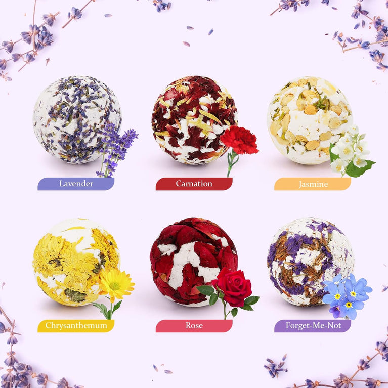 MAQUITA 6-Piece Aromatherapy Bath Bomb Set for Ultimate Relaxation and Luxury Spa Experience