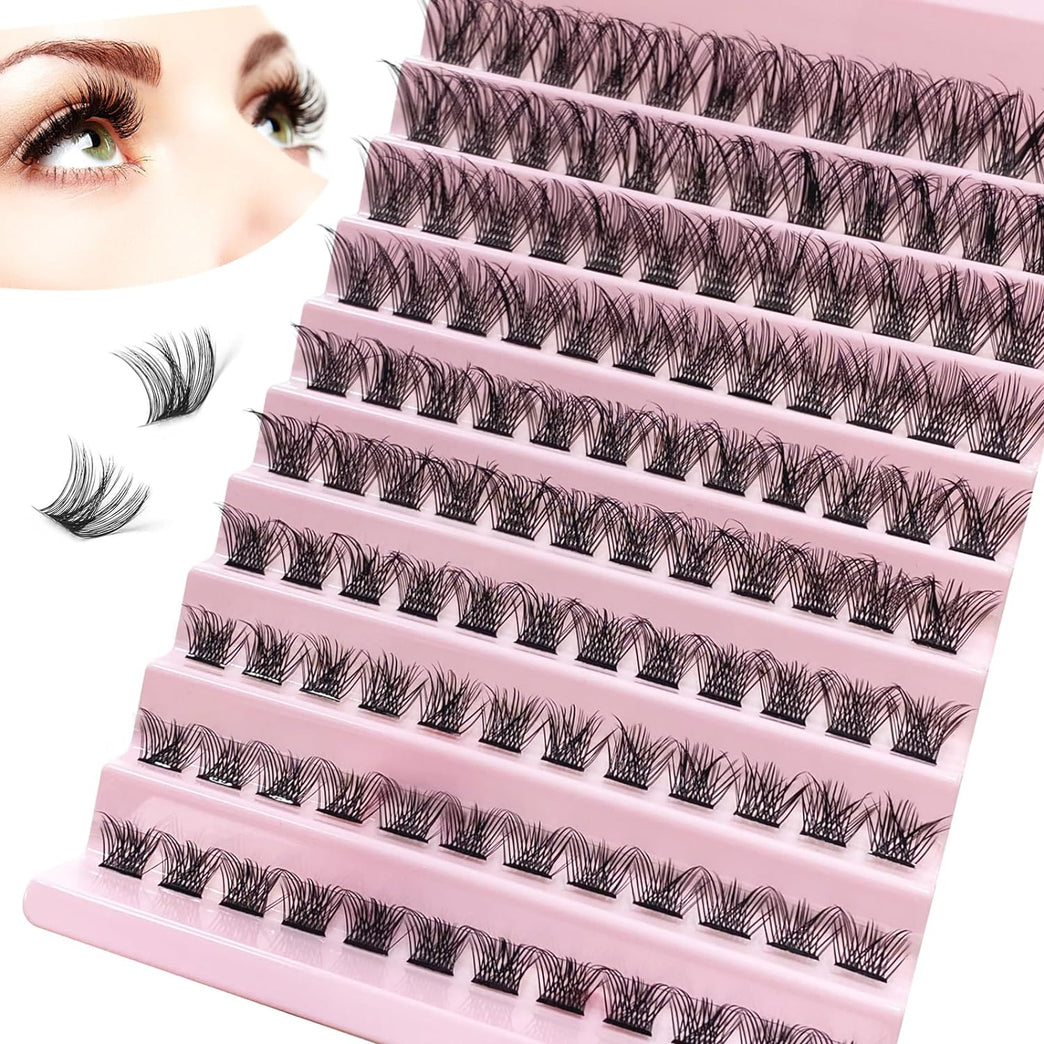 CNMTCCO 120-Piece D Curl Lash Clusters - DIY Reusable Eyelash Extensions at Home Kit with Natural Wispy Lashes in 5 Lengths (8-16MM)