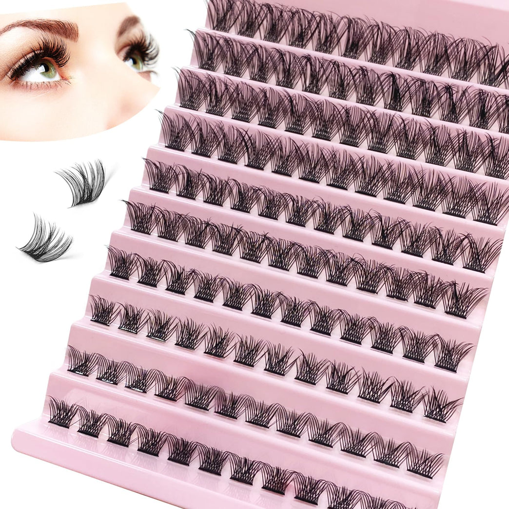 CNMTCCO 120-Piece D Curl Lash Clusters - DIY Reusable Eyelash Extensions at Home Kit with Natural Wispy Lashes in 5 Lengths (8-16MM)