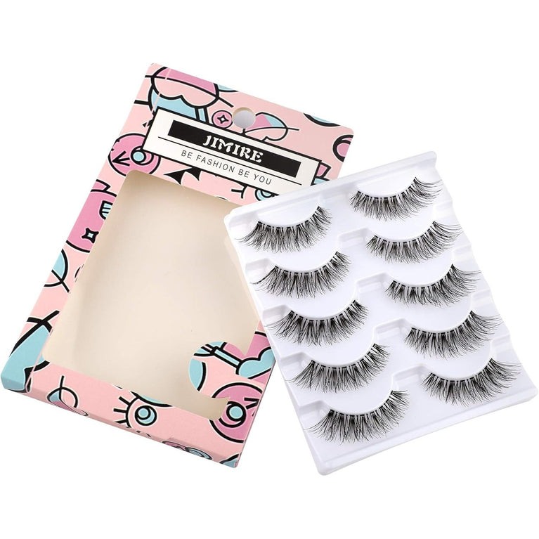 JIMIRE Glamorous Lightweight Natural False Eyelashes Multipack - Reusable and Easy to Wear