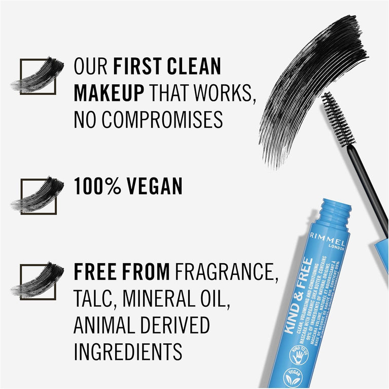 Rimmel Compassionate & Cruelty-Free Volumizing and Lengthening Mascara in Black, 7ml