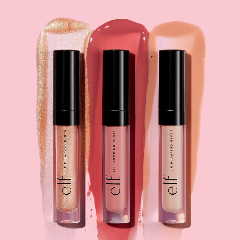 e.l.f. Lip Amplifying Gloss, Moisturizing & Volumizing, Invigorating Shimmer, Sparkling Rosé, Enriched with Vitamin E & Coconut Oil, Cruelty-Free, 0.09 Oz