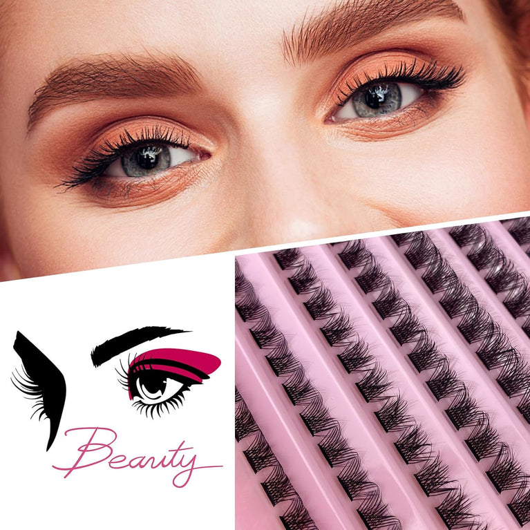 CNMTCCO 120-Piece D Curl Lash Clusters - DIY Reusable Eyelash Extensions at Home Kit with Natural Wispy Lashes in 5 Lengths (8-16MM)