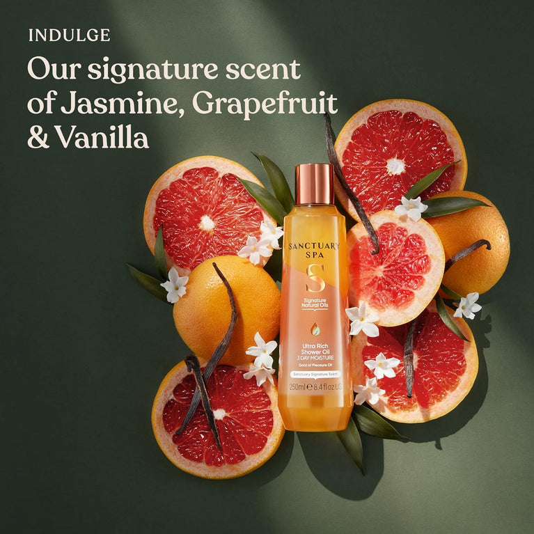 Ultra Hydrating Sanctuary Spa Shower Oil with Orange Essence for Dry Skin, 250 ml