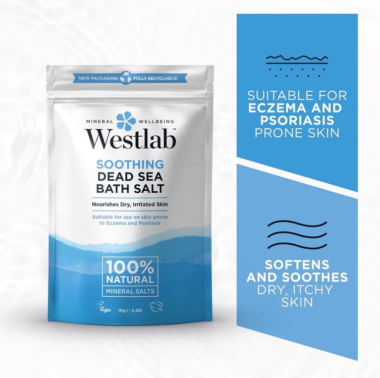 Westlab Pure Mineral Bathing Dead Sea Salt, 1kg - Soothing and Nourishing Mineral Bath Salt
