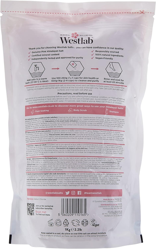 Westlab 1Kg Cleansing Himalayan Bath Salt Pouch