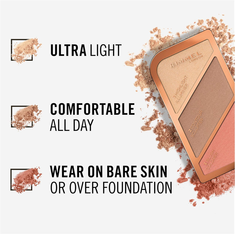 Kate Moss Edition Rimmel London Radiant Complexion Sculpting Palette in Coral Glow, 18.5g