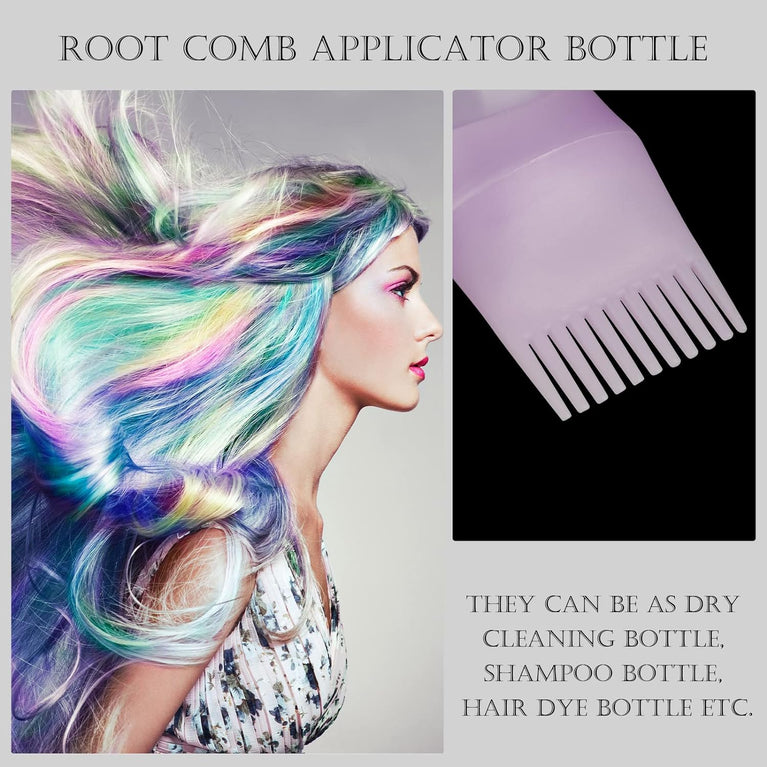Hair Dye Applicator Brush 3 Pack with Comb Head and Graduated Scale (Pink+White+Purple)