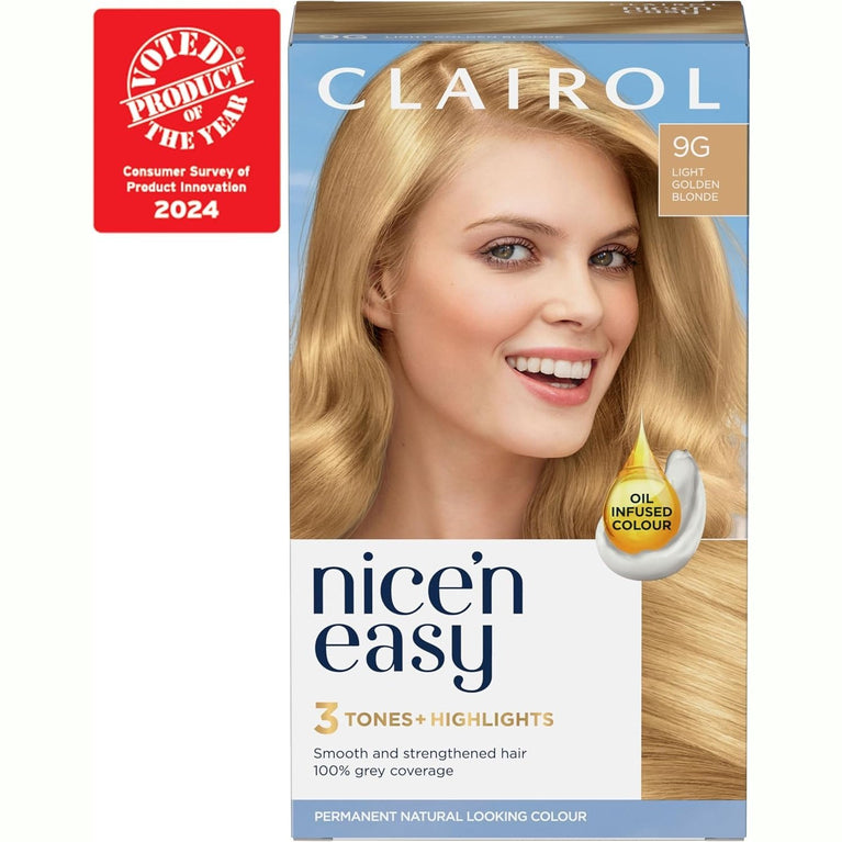 Clairol Nice'n Easy Crème, Light Golden Blonde Hair Dye with Oil Infusion