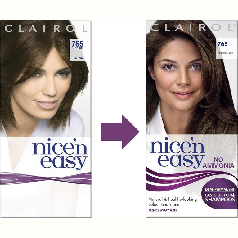 Clairol Nice'n Easy No Ammonia Hair Dye, 765 Medium Brown