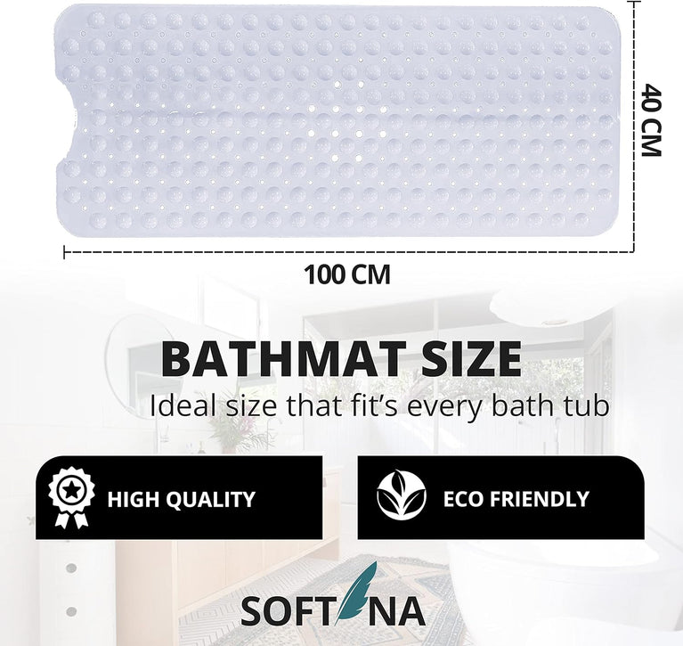Non Slip Bath Mat with 200 Suction Cups - Shower Mat for Safety and Comfort