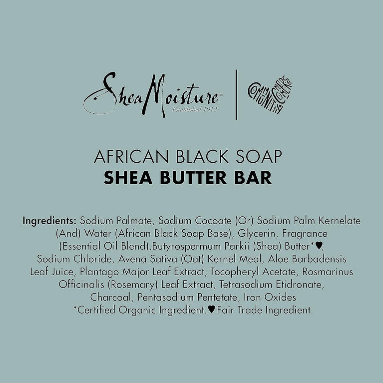Organic Shea Moisture African Black Soap Bar with Shea Butter, 8oz
