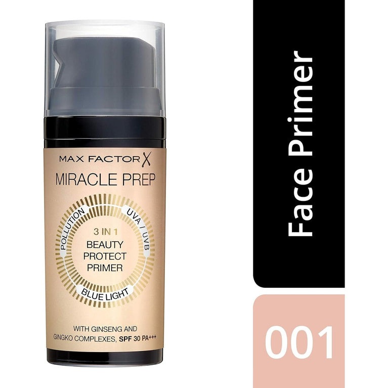 Max Factor Radiant Skin Prep Primer with 3-in-1 Miracle Beauty Benefits, 30 ml