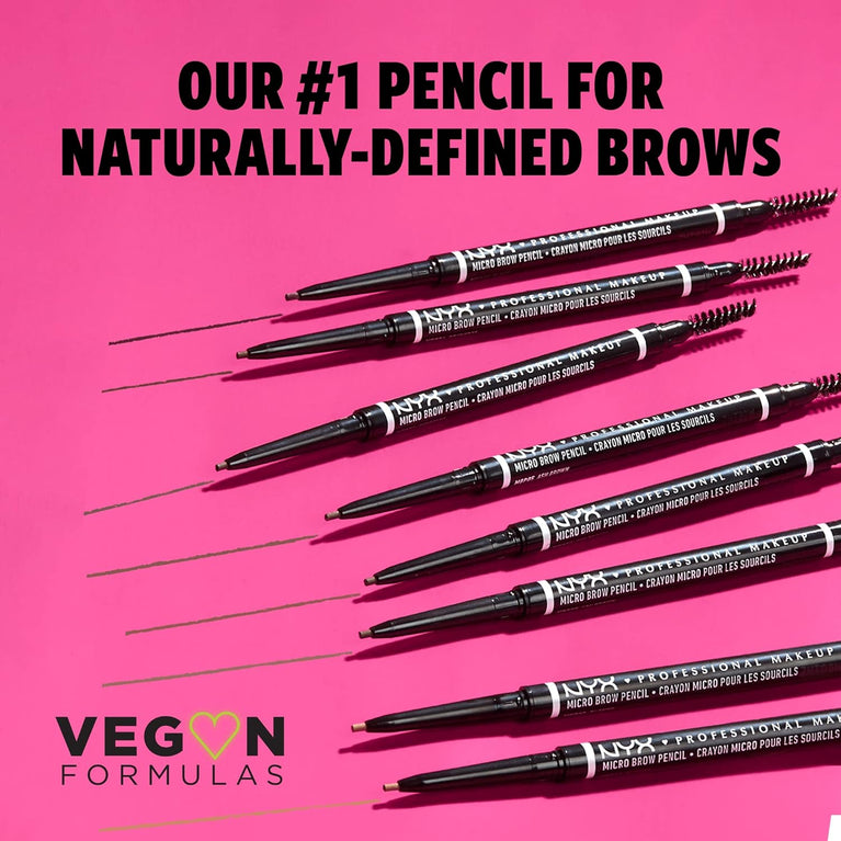 NYX Professional Dual-Ended Brow Pencil with Spoolie Brush in Ash Brown, Vegan Formula for Perfectly Defined Eyebrows