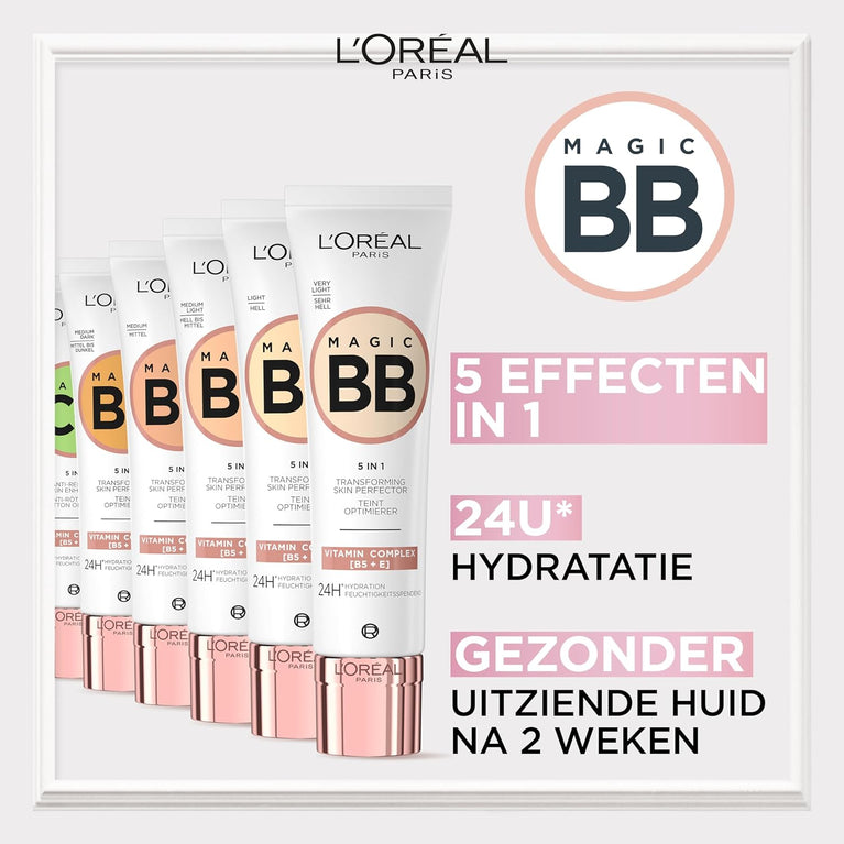 L'Oréal Paris Magic BB Cream for Natural, Flawless Complexion with 24h Moisturization and SPF 20, Very Light Blemish Balm, 30 ml