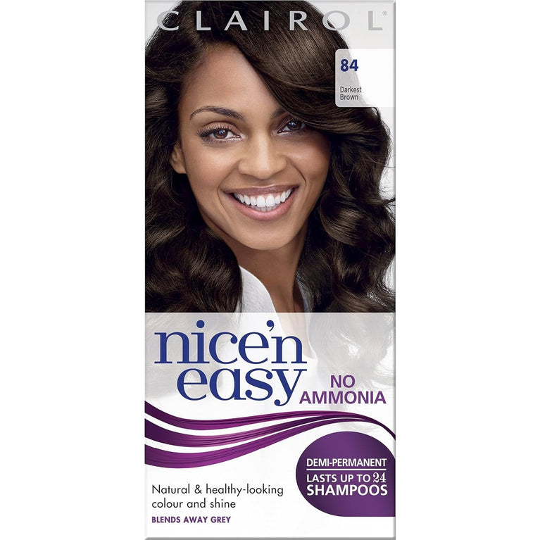 Clairol Nice'n Easy No Ammonia Hair Dye, 84 Darkest Brown