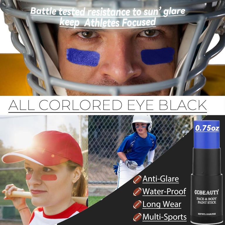 CCbeauty Intense Blue Face Paint Stick for Avtar Mystique Halloween Cosplay, Non-Toxic SFX Makeup Kit, Waterproof Oil-Based Body Paint for Professional Full Coverage FX Effects