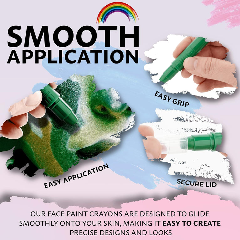 Bik Bok Creations 8-Color Face Paint Crayon Set - Fun and Safe for Kids & Adults, Great for Parties & Halloween!