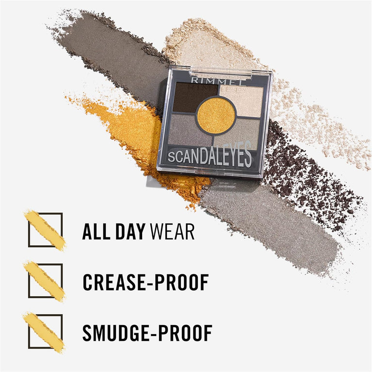 Rimmel London Golden Eye 5-Shade Scandaleyes Eyeshadow Palette with Long-lasting Formula