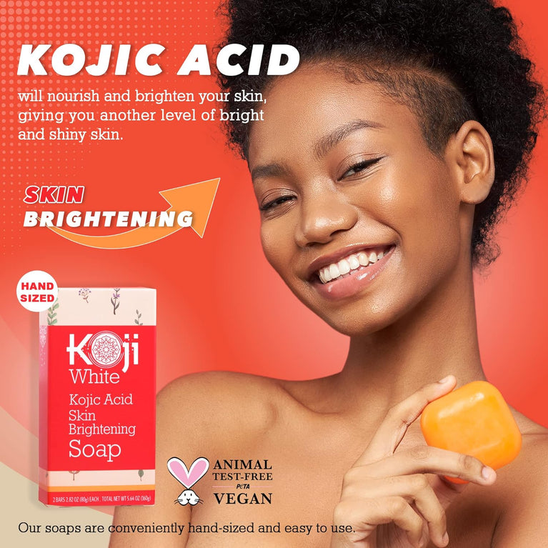 Radiant Glow Kojic Acid Skin Brightening Soap for Face and Body - 2.82 oz (2 Bars)