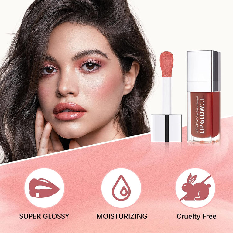 SBHEANGBA Cherry Seed Oil Lip Gloss - Hydrating, Nourishing Lip Care Balm with Long-Lasting Plumping Effect and Clear Shine, Suitable for Daily Use, Non-Sticky Formula, Rosewood Shade
