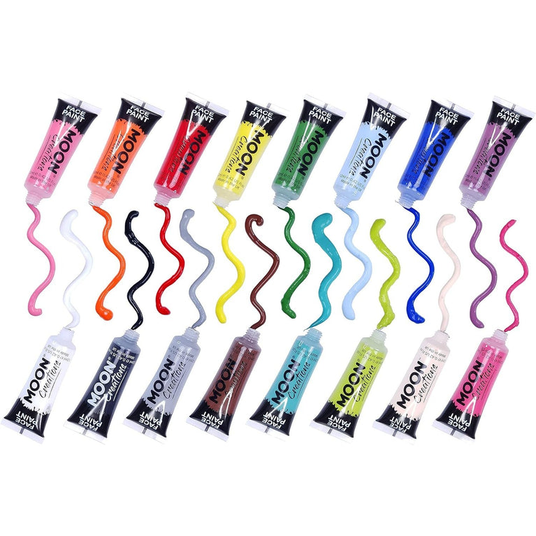 Moon Creations Quick Dry Face & Body Paint Tubes in Black | No-Flake, Cruelty Free for Kids and Adults | Ideal for Parties, Festivals, Costumes | 12ml, Made in UK