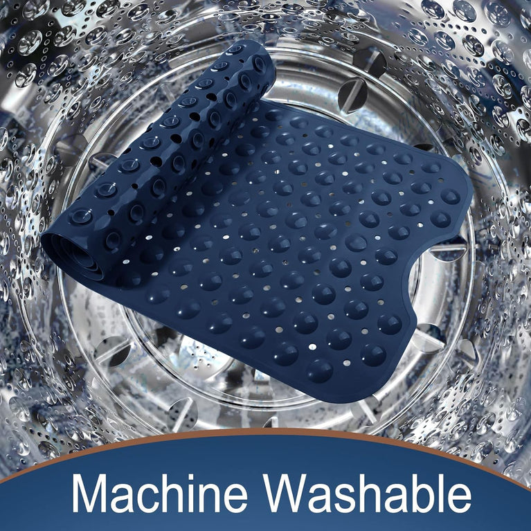 Yimobra Navy Blue Shower Mat with Extra Long Non-Slip Surface and Drain Holes