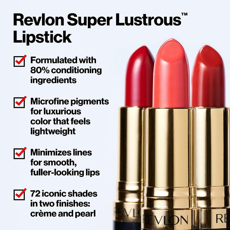 Revlon Iconic High-Impact Lipstick, Love is On (745), Enriched with Vitamin E and Avocado Oil in Vibrant Red/Coral Shade