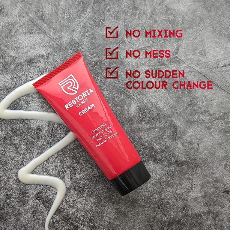 Men's Grey Hair Restoring Cream - Gradual Natural Hair Color Revitalizer, Vegan, 100ml