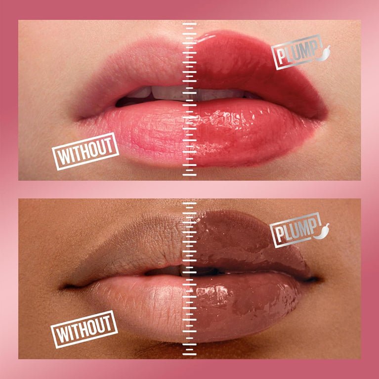 Maybelline New York Peach Fever 005, Lifter Gloss for Full Lips with Plumping Heat Sensation, Infused with Vegan Hyaluronic Acid and Chili Pepper, Extra-Large Wand for Easy Application