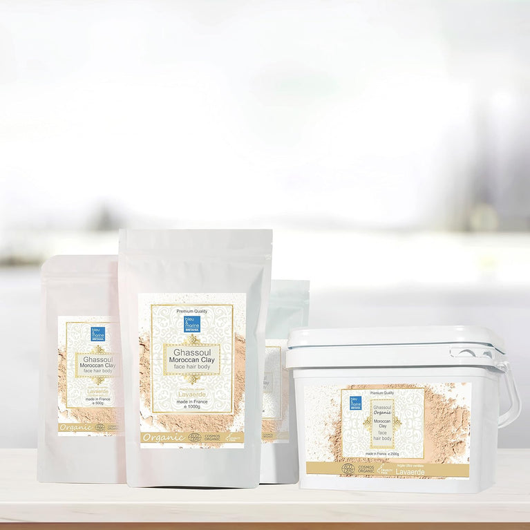 100% Natural Organic Ghassoul Moroccan Skin and Hair Care Set